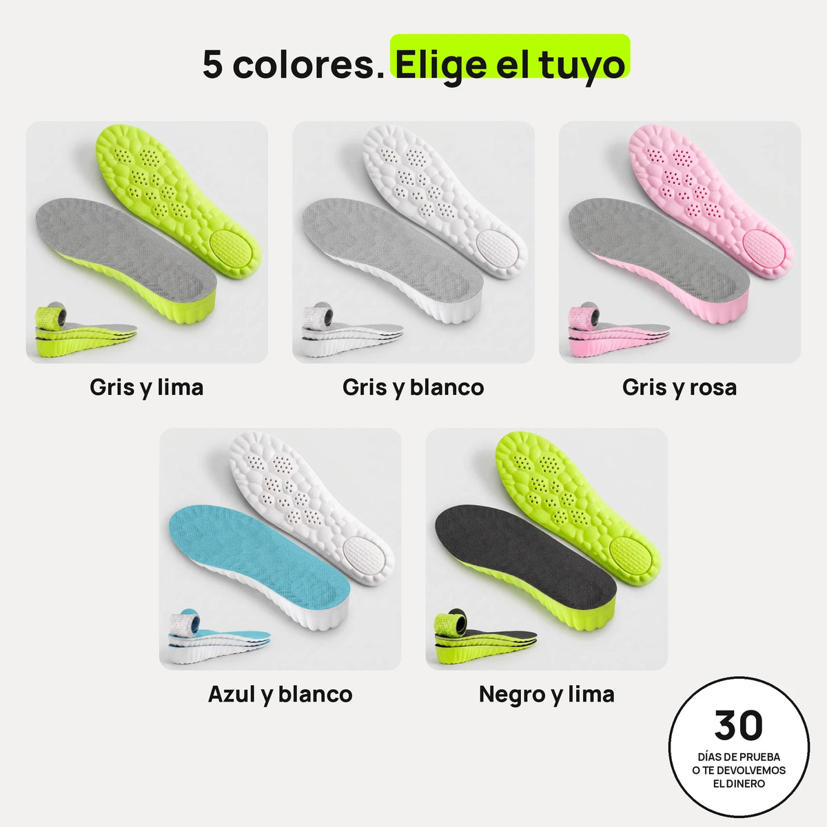 Los 5 colores de la plantilla de altura Nubelina y 30 días de prueba