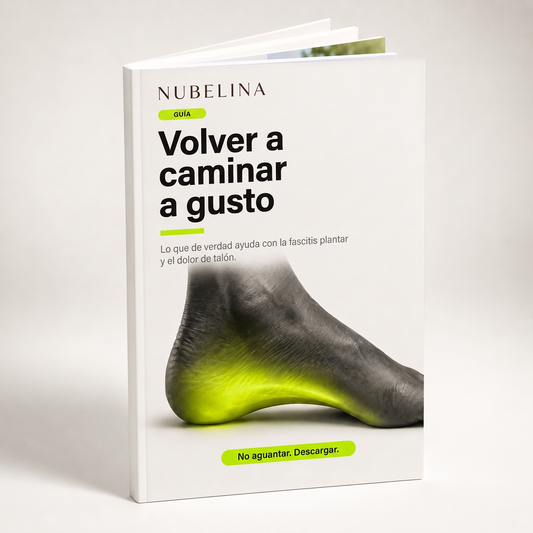 Portada de la guía Nubelina «Volver a caminar a gusto» sobre la fascitis plantar y el dolor de talón