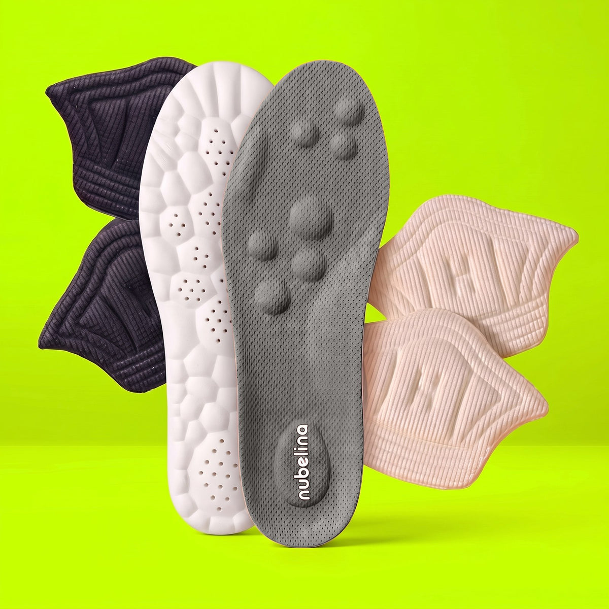Kit talón Nubelina: plantilla gris y taloneras beige y negras