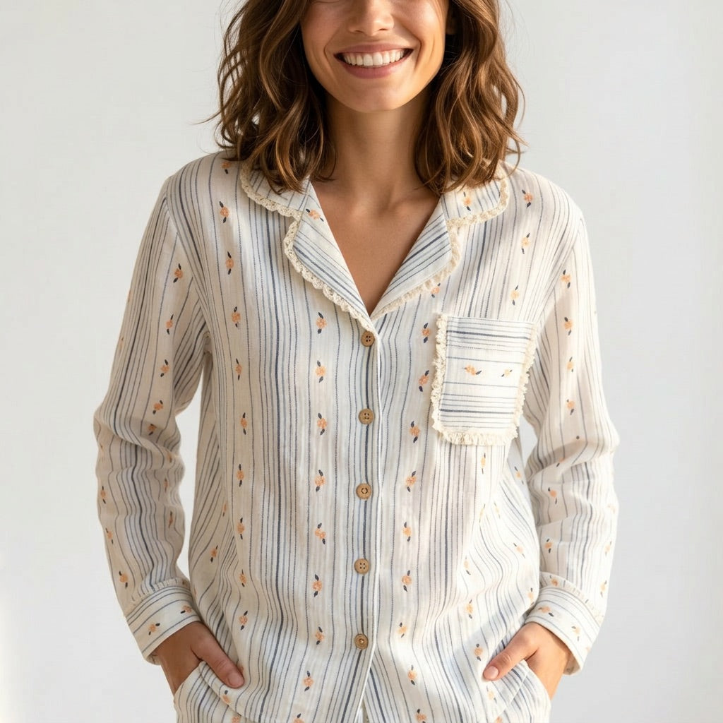 Pijama largo de muselina — Nubelina