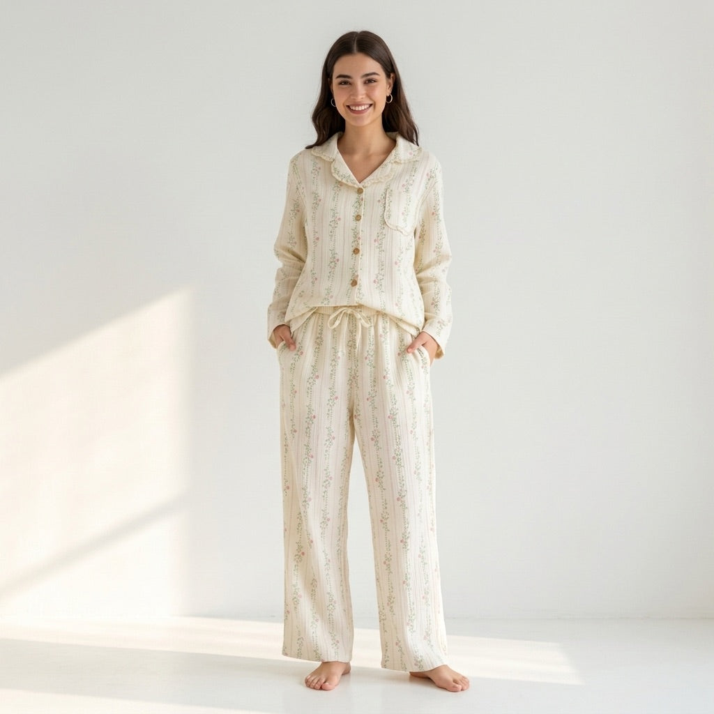 Pijama largo de muselina — Nubelina