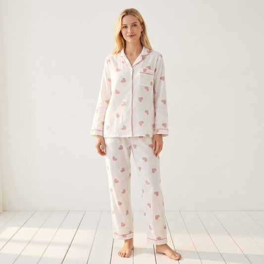 Pijama de muselina de corazones — Nubelina