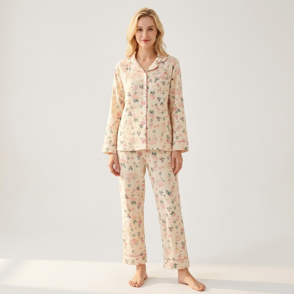 Pijama de muselina de flores — Nubelina