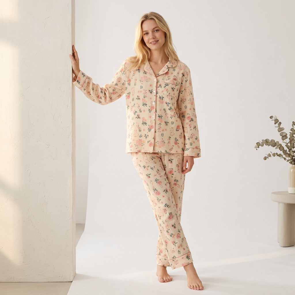 Pijama de muselina de flores — Nubelina