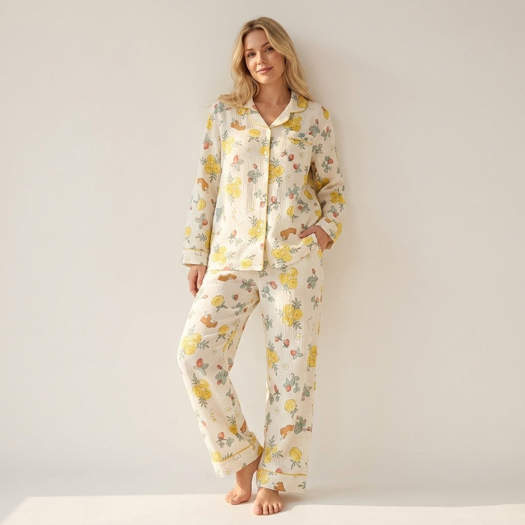 Pijama de muselina de flores — Nubelina