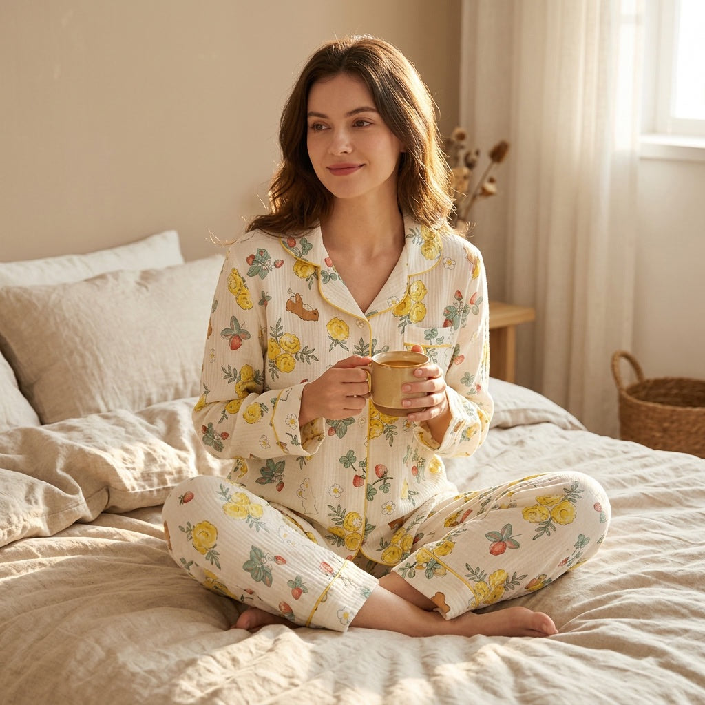 Pijama de muselina de flores — Nubelina