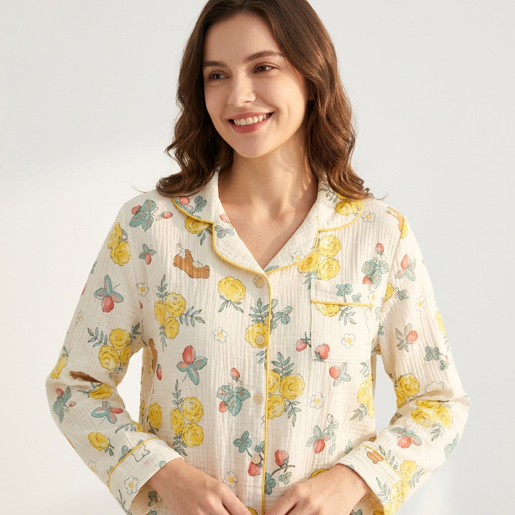 Pijama de muselina de flores — Nubelina