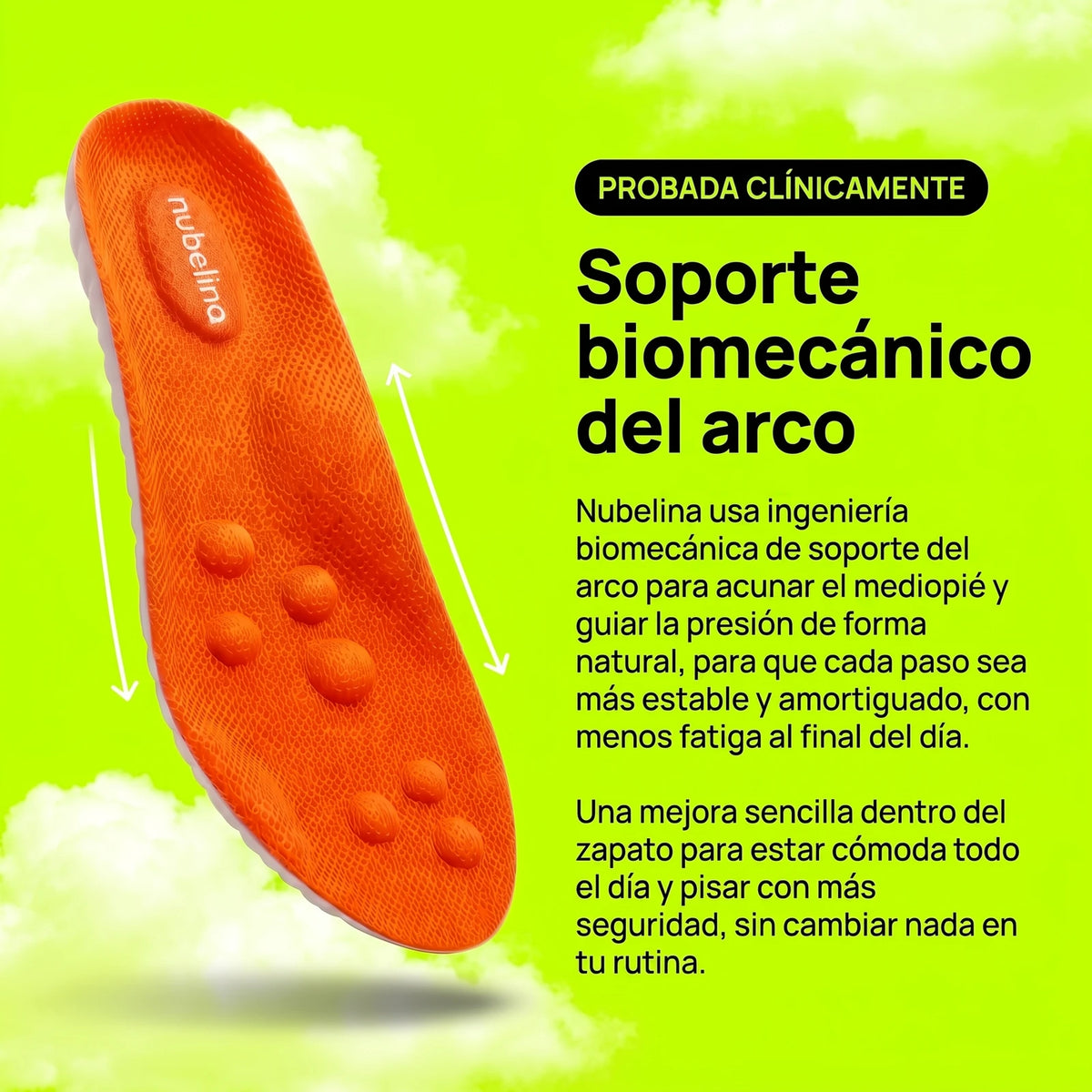 Soporte biomecánico del arco, probado clínicamente